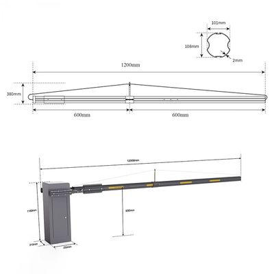 Barrière à bras ultra long de 12 mètres DZ-2307 Durable pour le contrôle d'accès au trafic de véhicules à grande échelle