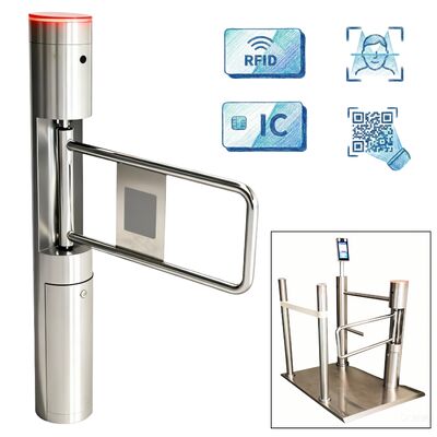 SS304 Porte de barrière de balancement à moteur sans balai avec reconnaissance faciale et mesure de la température