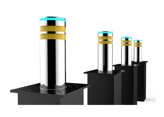 SUS304 Bollard hydraulique de levage en acier inoxydable avec lumière d'avertissement LED et surface miroir 8k